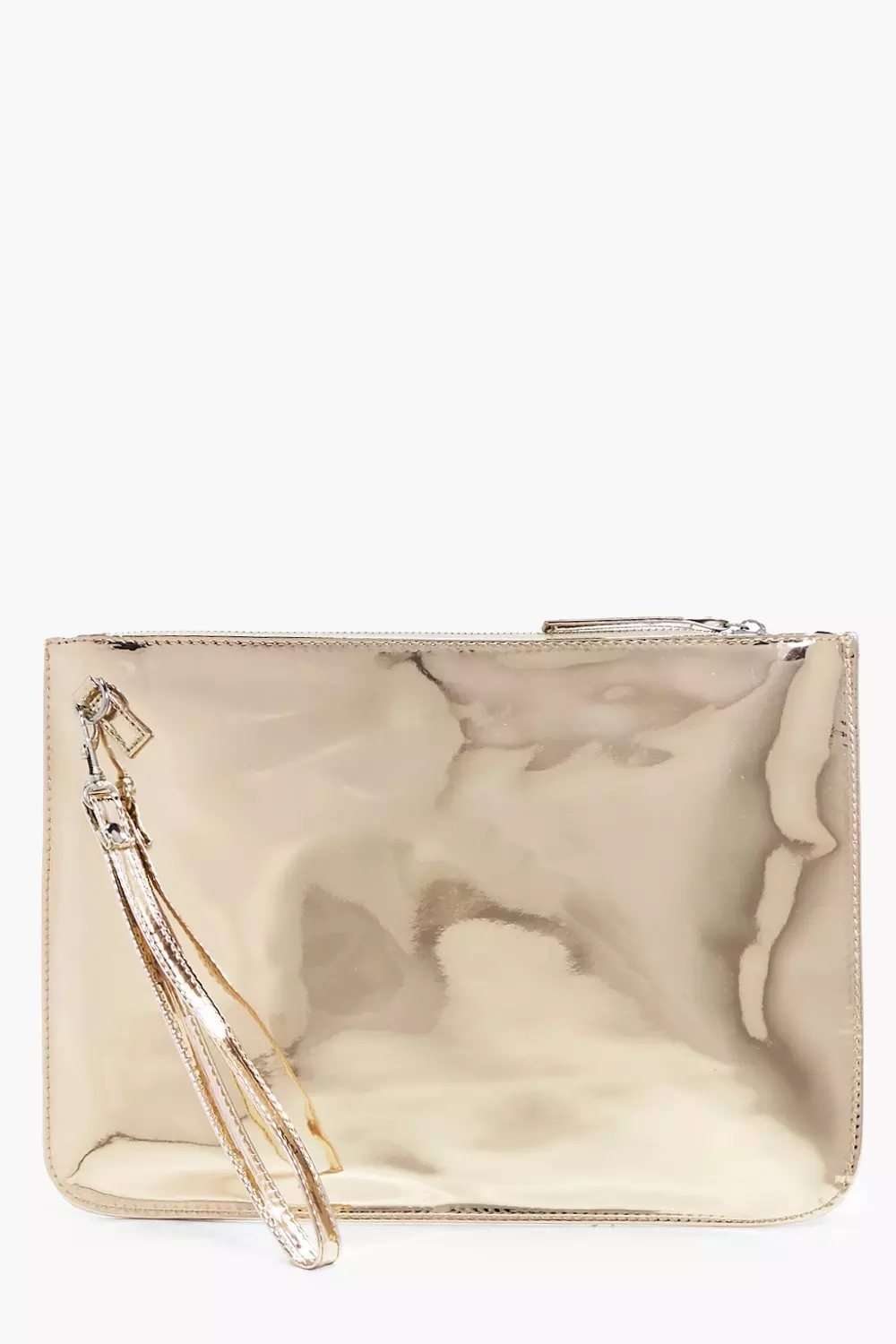 Rose gold discount clutch bag boohoo